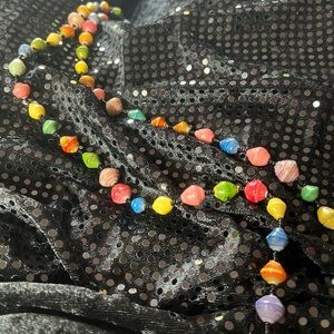 #29  Colorful Long Necklace, Wood Look